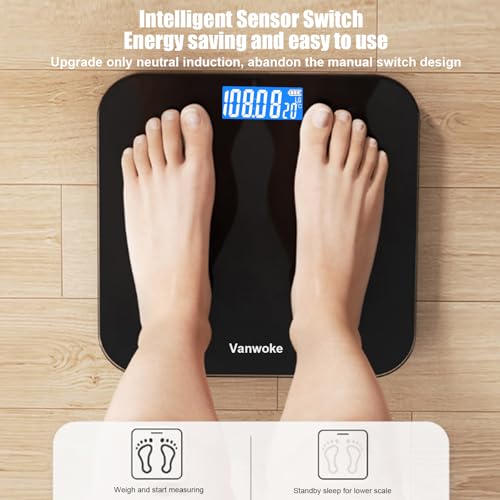Vanwoke Smart Scale with Blue LCD Backlight and Body Fat Measurement 1