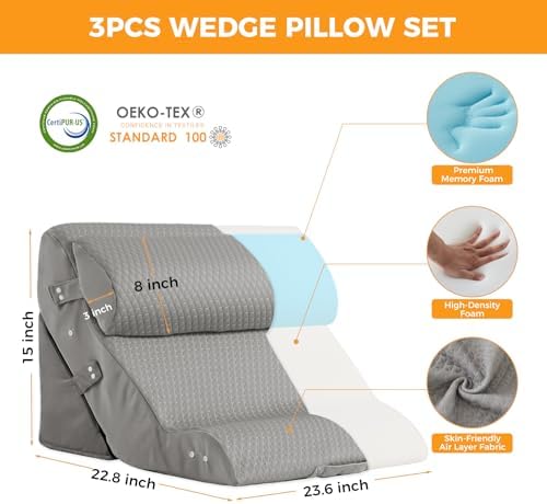 3PCS Adjustable Wedge Pillow Set for Post Surgery Relief