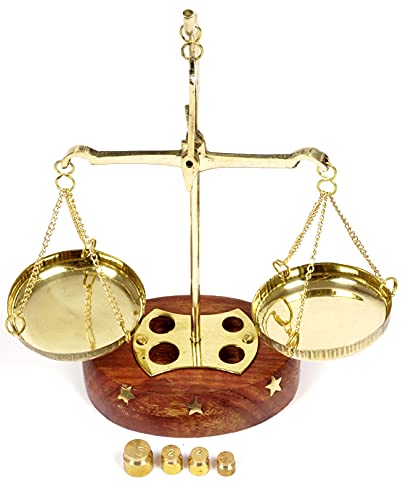 Vintage Brass Taraju Scale with Weights