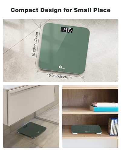 1byone Digital Bath Scale with LED Display 400lbs Midnight Green