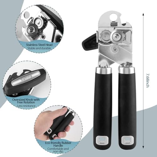 Safring Manual Can Opener with Bottle Opener Heavy Duty Stainless Steel