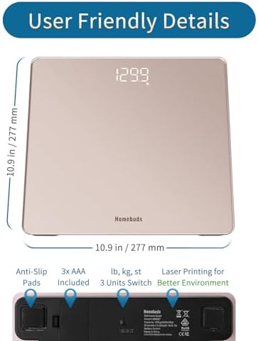 HomeBuds Digital Bathroom Scale 400lbs Rose Gold