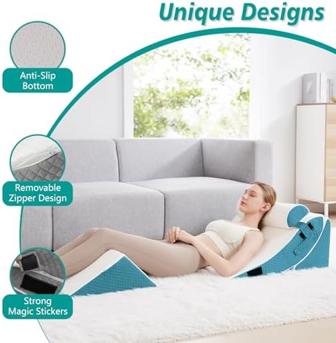 Longering 4PCS Orthopedic Bed Wedge Pillow Set - Neck Back Leg Pain Relief