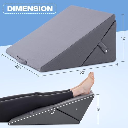 GOHOME 12 Inch Adjustable Memory Foam Wedge Pillow - Grey