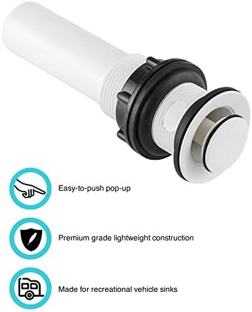 Dura Faucet Universal RV Bathroom Sink Pop-Up White