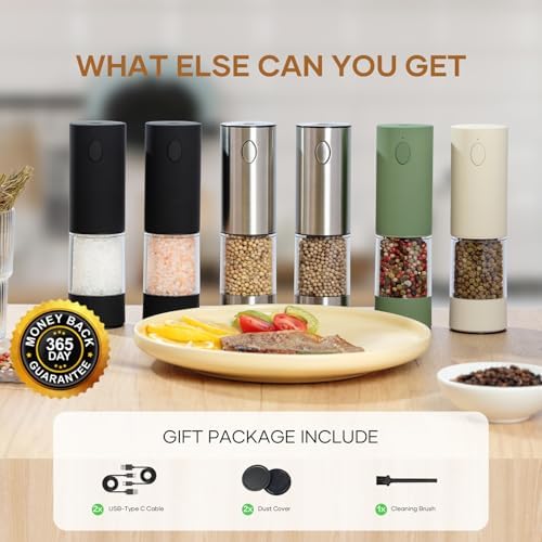 Electric Salt Pepper Grinder Set USB Rechargeable