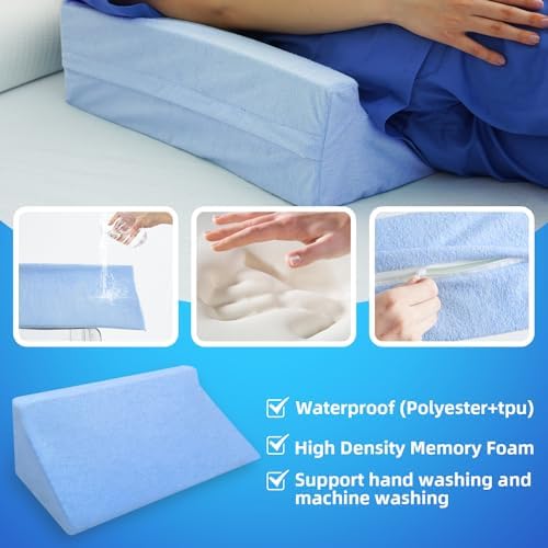 UniHygge Blue Wedge Pillow for Back Support and Side Sleeping