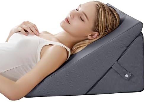 GOHOME 12 Inch Adjustable Memory Foam Wedge Pillow - Grey
