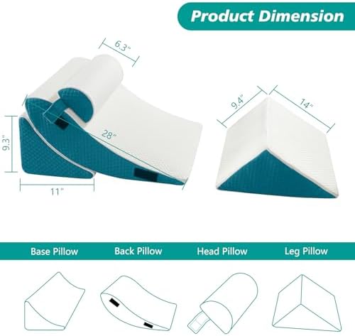 Longering 4PCS Orthopedic Bed Wedge Pillow Set - Neck Back Leg Pain Relief