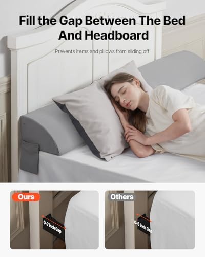VEVOR Bed Wedge Pillow for Headboard Gray 72x10x6