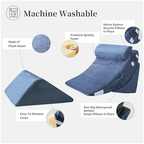 4PCS Orthopedic Bed Wedge Pillows for Pain Relief and Sleep Comfort