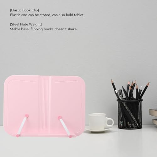 Adjustable Pink Book Stand for Tablet and Cookbook