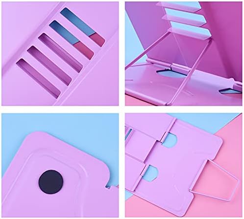 Adjustable Metal Book Stand for Kitchen and Office Pink 8x73 Inch
