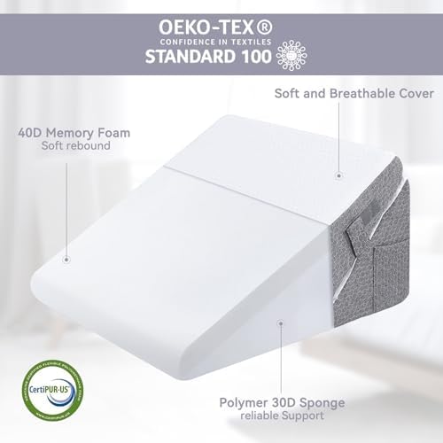 Hogrance 4PCS Wedge Pillow Set for Side Sleepers Grey