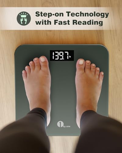 1byone Digital Bath Scale with LED Display 400lbs Midnight Green