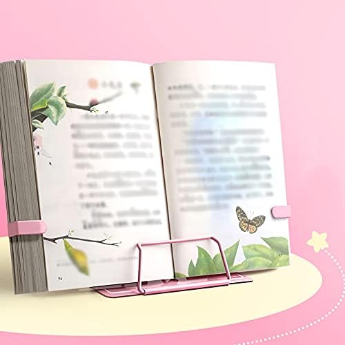 Adjustable Metal Book Stand with Page Clip - 83 x 75 inch Pink