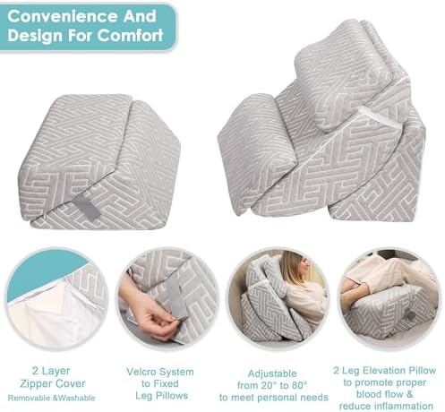 TOLEAD 6pcs Orthopedic Bed Wedge Pillow Set