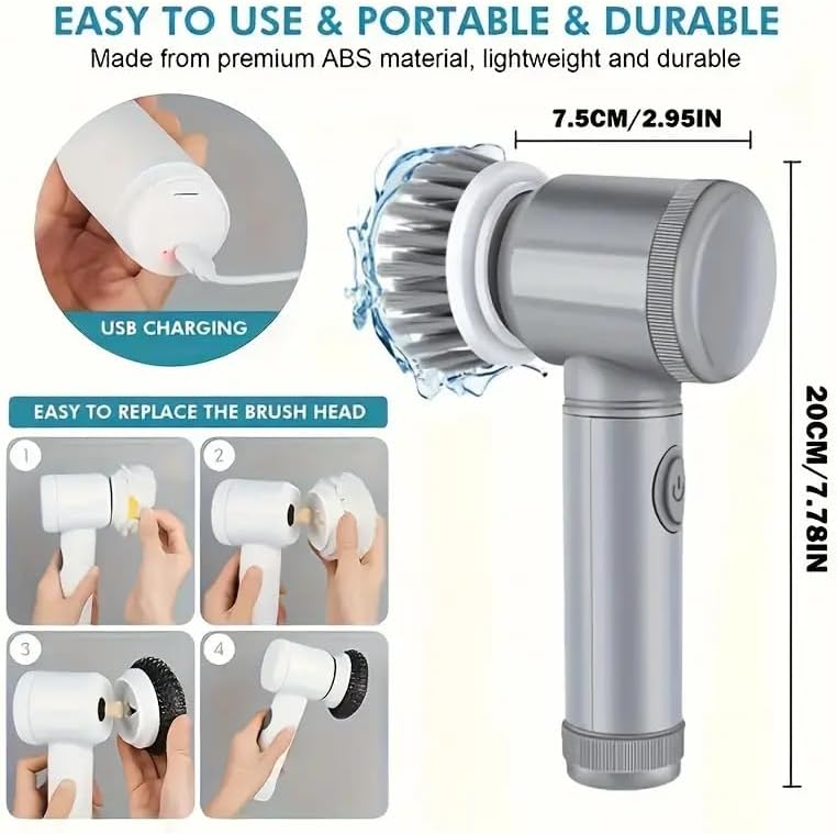 6in1 Electric Spin Scrubber with 6 Brush Heads 1
