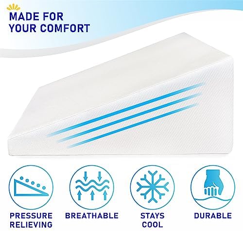 Healthex Bed Wedge Pillow Cooling Memory Foam Removable Cover
