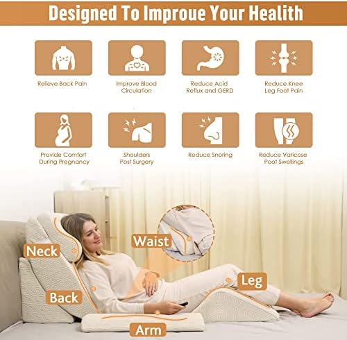 Betterhood 5pcs Orthopedic Bed Wedge Pillow Set