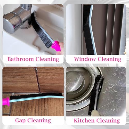 4 Pcs Hard Bristle Crevice Cleaning Brush Set in Pink