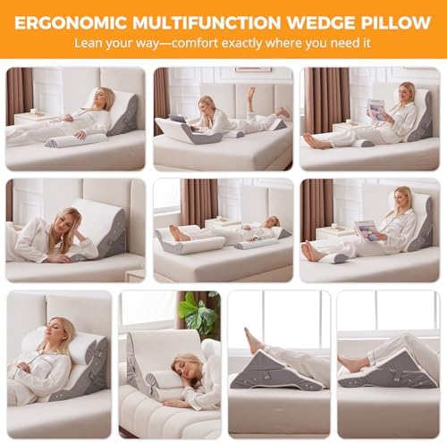 3PCS Adjustable Wedge Pillow Set for Post Surgery and Acid Reflux Relief