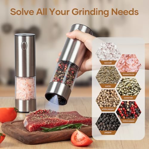 Electric Salt Pepper Grinder Set USB Rechargeable