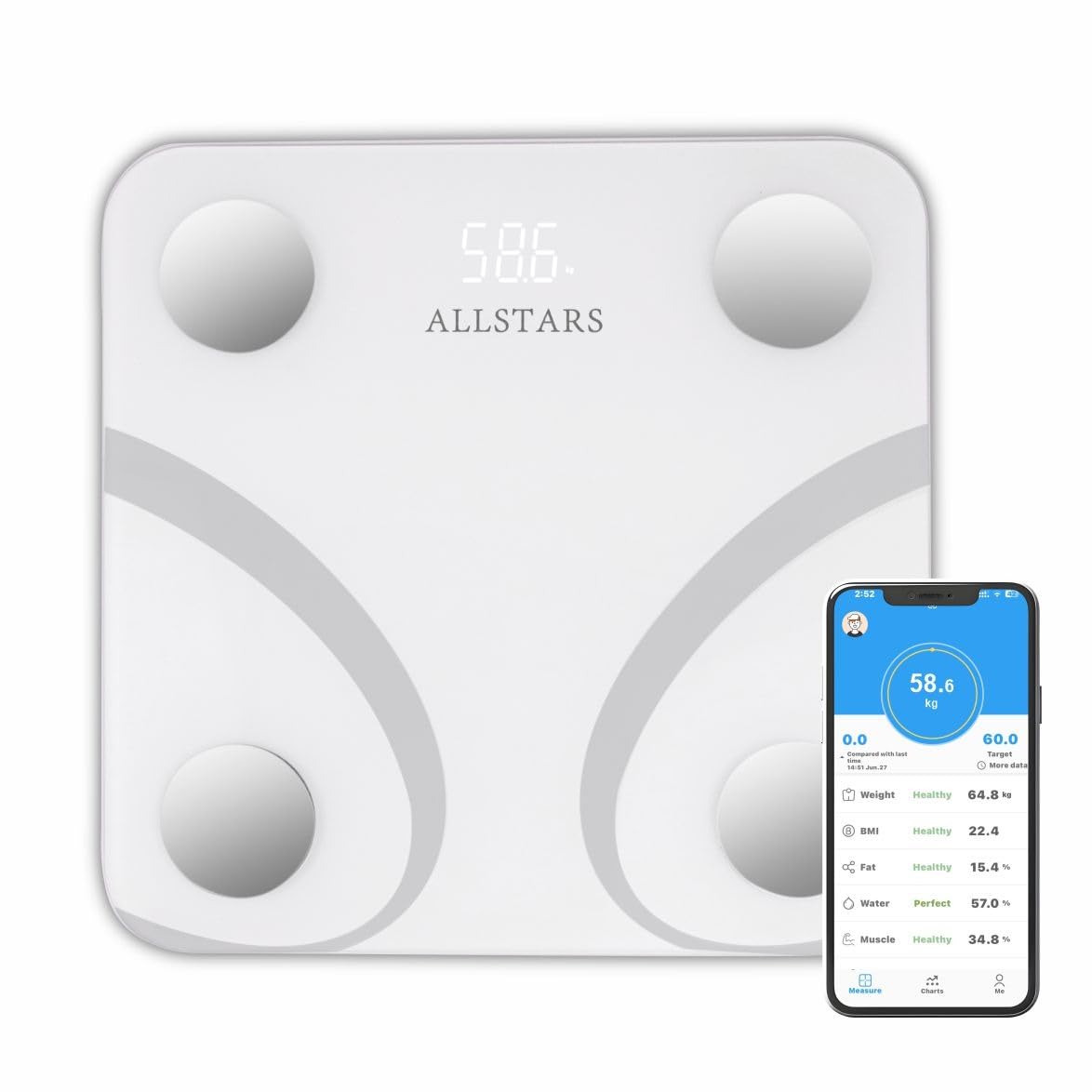 ALLSTARS Smart Body Scale with App Sync 396 lbs