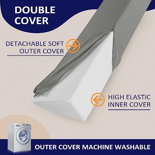 Downluxe Queen Bed Wedge Pillow with Storage Pockets