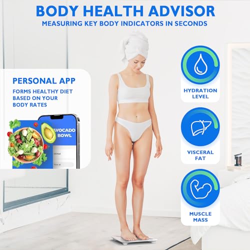 T Electronics Smart Body Weight Scale with Bluetooth - 440lb - 14 Parameters - White