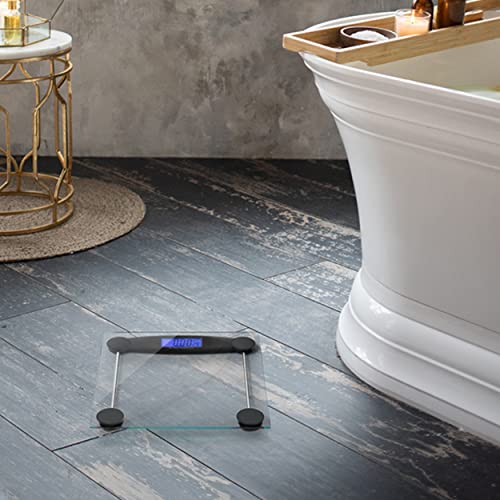Poplar Digital Bathroom Scale with Clear Glass Platform