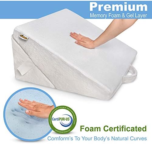 ONDEKT Adjustable Bed Wedge Pillow with Cooling Gel Memory Foam 1