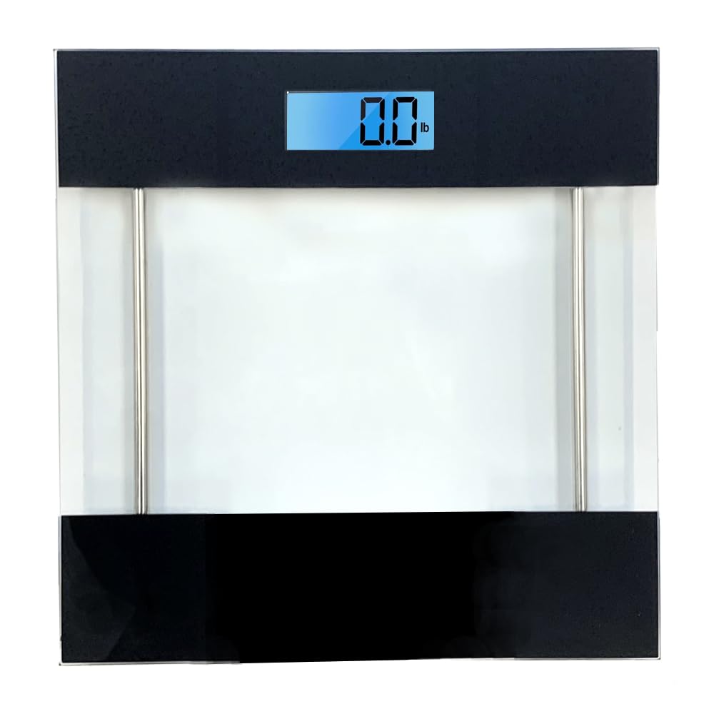 CAMEO Bathroom Scale with Tempered Glass and LED Display 400lbs Black C6814