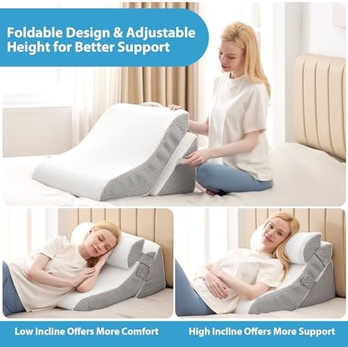 3PCS Adjustable Memory Foam Wedge Pillow for Back Pain Relief