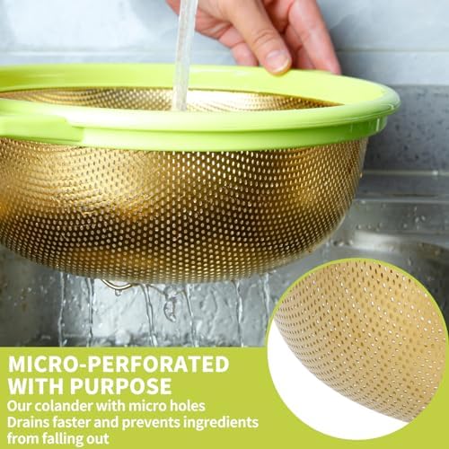 Raings 5Qt Stainless Steel Colander with Handle Dishwasher Safe