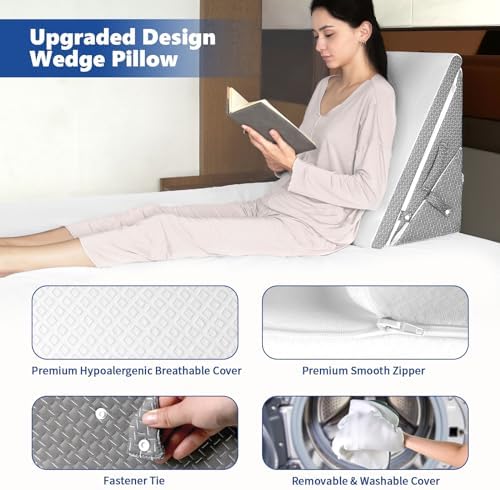 KingPavonini Memory Foam Wedge Pillow - 75 9 11 12 Inch Adjustable