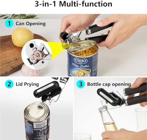 Adoric Heavy Duty Stainless Steel Can Opener with Ergonomic Handles