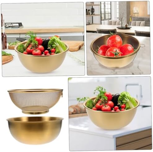 PRETYZOOM Stainless Steel Colander with Dipping Bowls Set