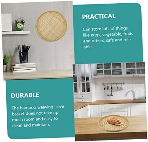 3pcs Natural Bamboo Colander Baskets with Cross Lid