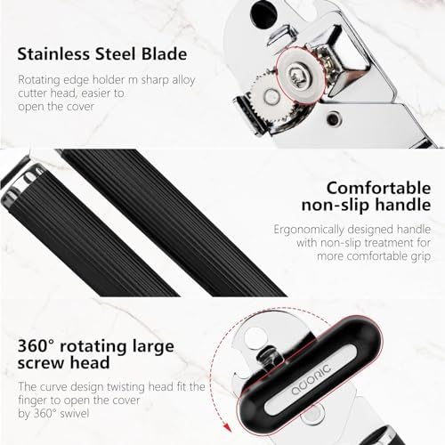 Adoric Heavy Duty Stainless Steel Can Opener with Ergonomic Handles