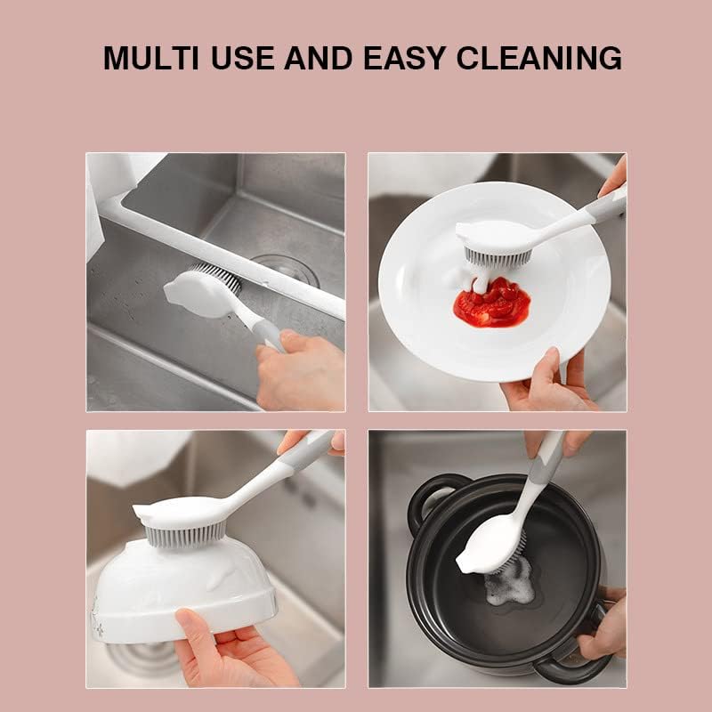 AMORBASE Dish Scrubber with Scraper Tip and Soft Bristles 1
