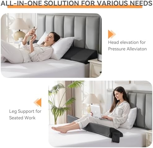 King Bed Wedge Pillow Headboard Gap Filler with Side Pocket 1