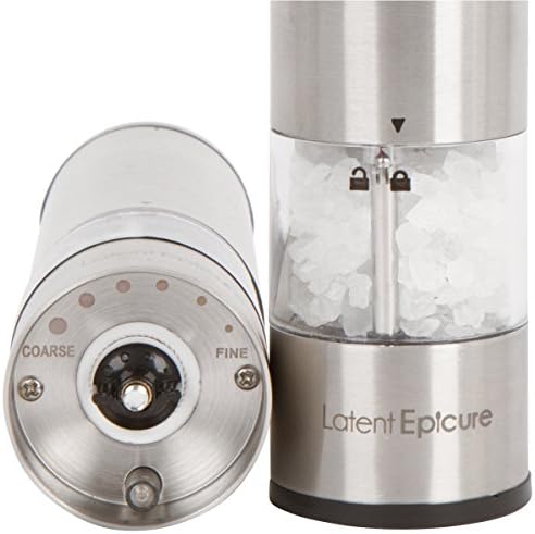 Electric Salt and Pepper Grinder - Battery Operated Adjustable One Handed
