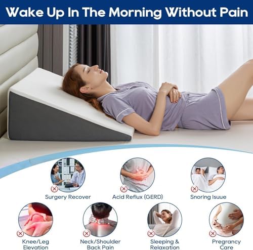 GOHOME 3-in-1 Memory Foam Bed Wedge Pillow with Cooling Cover