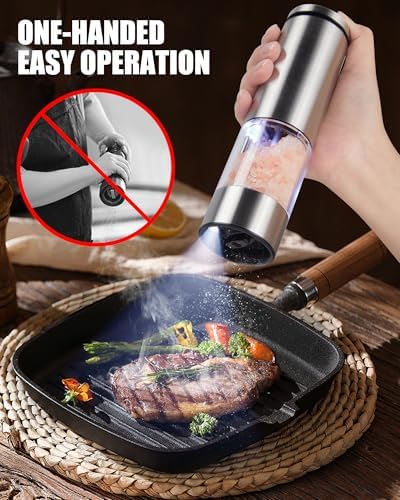 GiveBest Electric Salt Pepper Grinder Set with LED Light and USB Rechargeable
