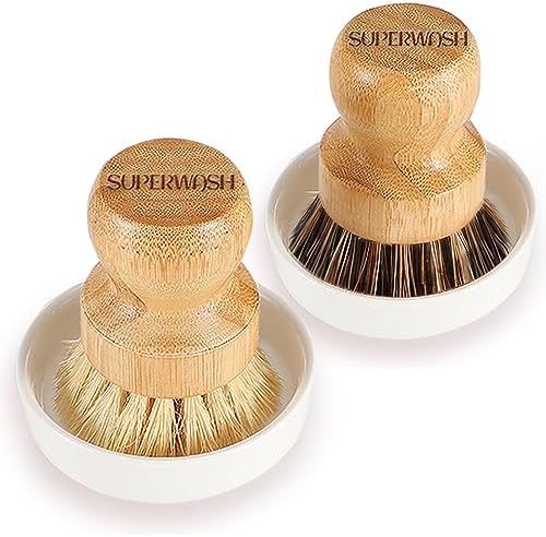 SUPERWASH PLUS Bamboo Dish Scrubber 2 Pack 1