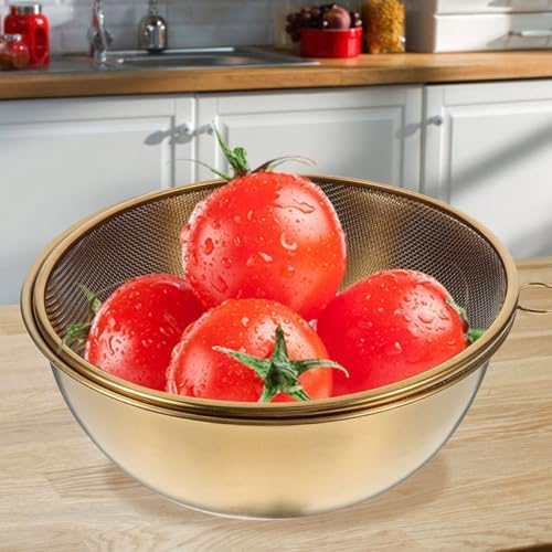 Zerodeko Gold Stainless Steel Colander Drain Basket Set