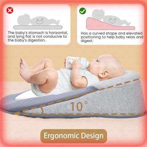 Saanerueen Baby Wedge Pillow for Newborn Grey