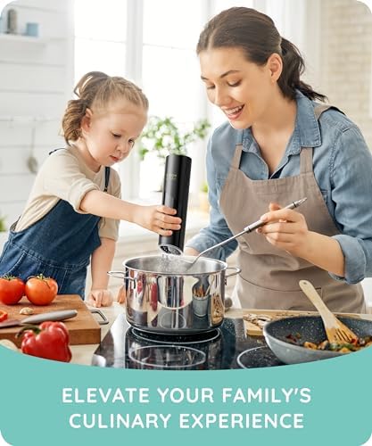 Gravity Electric Salt and Pepper Grinder Set of 2 Adjustable Coarseness