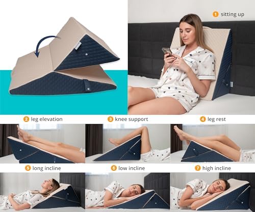 Isadem Bed Wedge Pillow - 45 Degree Incline Cushion